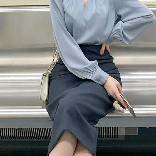 

Spring French High-End Women s Stylish Shirt & Vintage Skirt Set M (suggested for 45-50 kg)