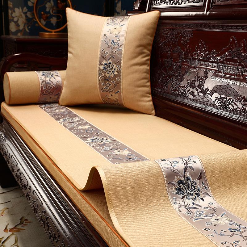 Chinese Wedding Mahogany Sofa Seat Cushion Cover Cloth Red Wedding Cover Towel Solid Wood Arhat Bed Sofa Cushion Cover