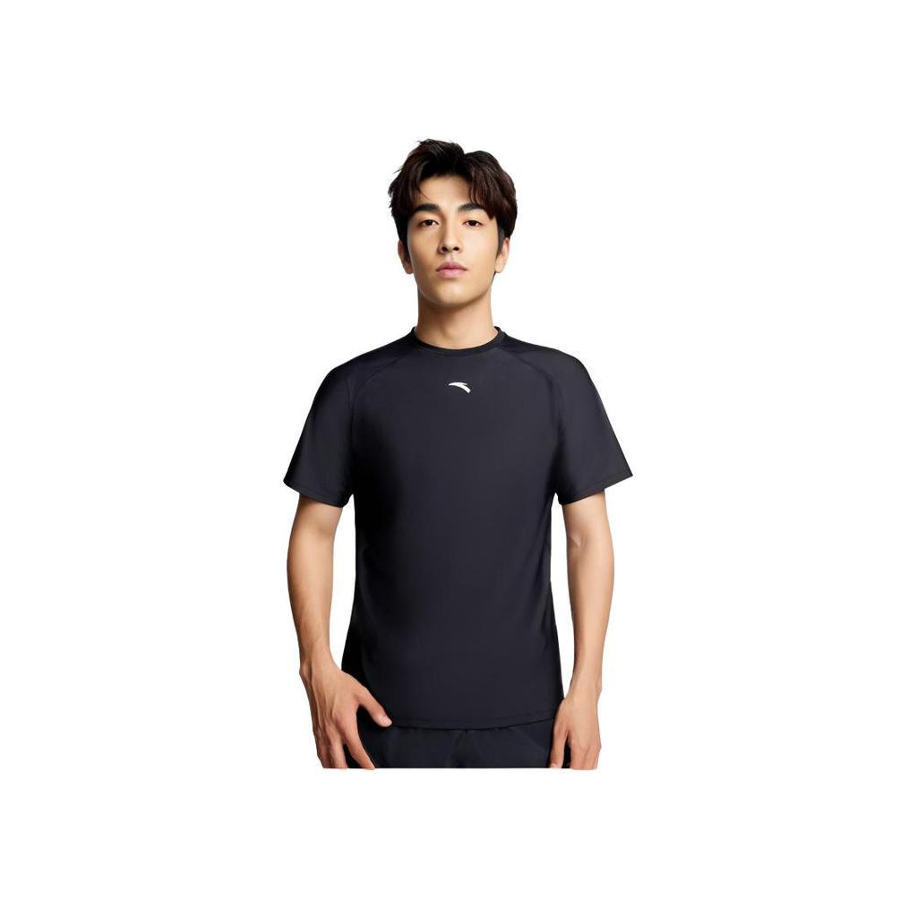 Anta Logo Round Neck Comfortable Breathable Short Sleeve Swimwear Men Swimwear Black 1823531463-1