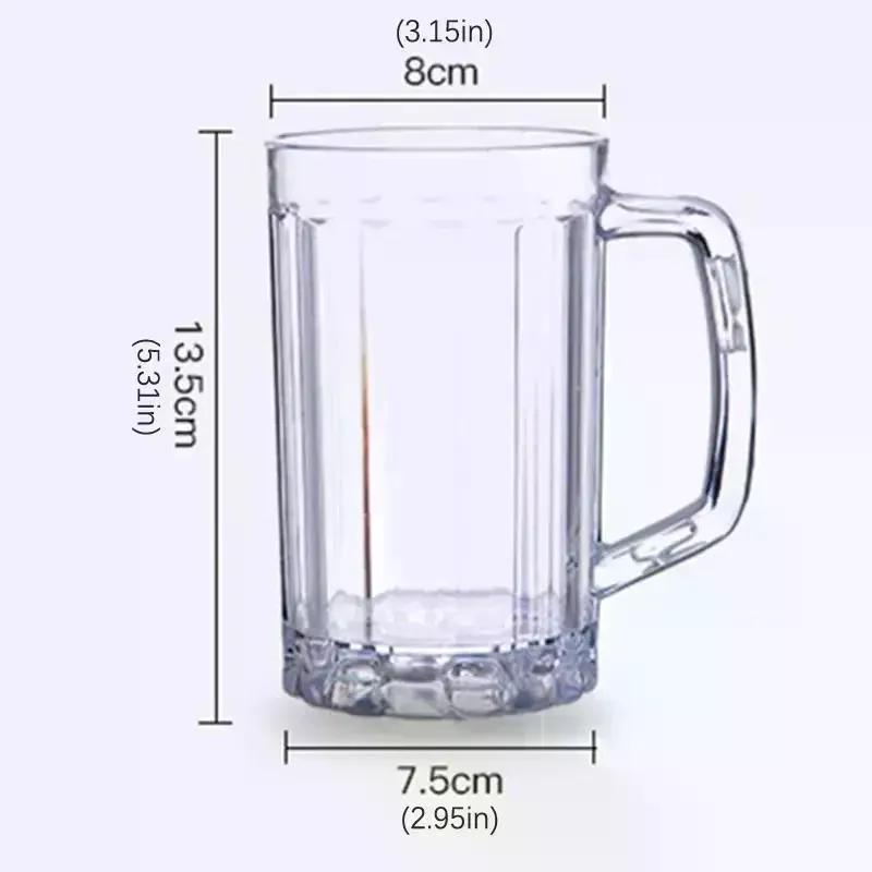 500ML Transparent Beer Mug Acrylic Plastic Unbreakable Milk Coffee Juice Water Cup Barware Drinkware For Home Party Bar Karaoke