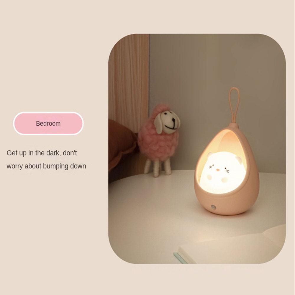 LED Night Light Human Body Sensing Lights USB Rechargeable Cute Animal Silicone Lamp For Bedroom Living Room Decor Children Gift