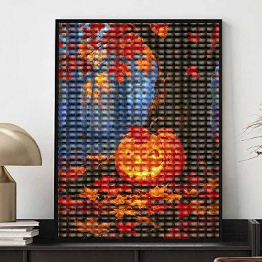 Halloween Diamond Painting Kit Handmade Diy Pumpkin and Autumn Maple Leaf Painting Home Decoration Painting