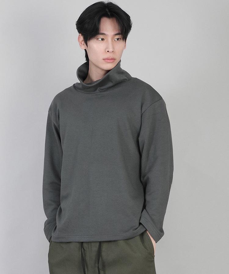 Seinteukeulu Plain Turtleneck Long Sleeve Tee Ppl-884 Slate Gray