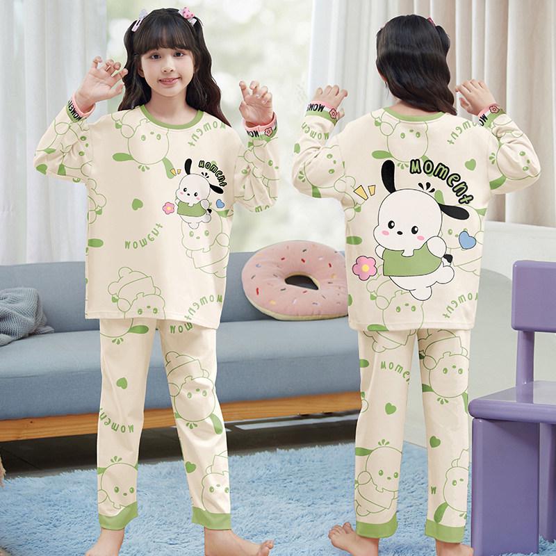 2026 Stylish Girls' Long-Sleeve Pajama Set for Spring/Fall - Cute Big Kid Sleepwear