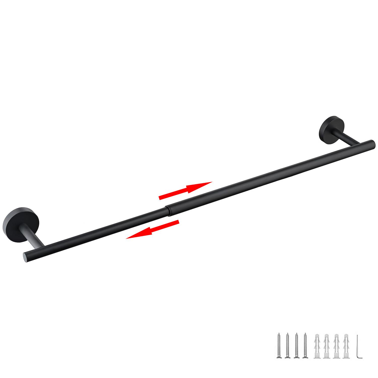 

Adjustable Matte Black Bath Towel Bars Stainless Steel Single Towel Rack Wall Mounted Towel Rail Holder for Bathroom Washroom