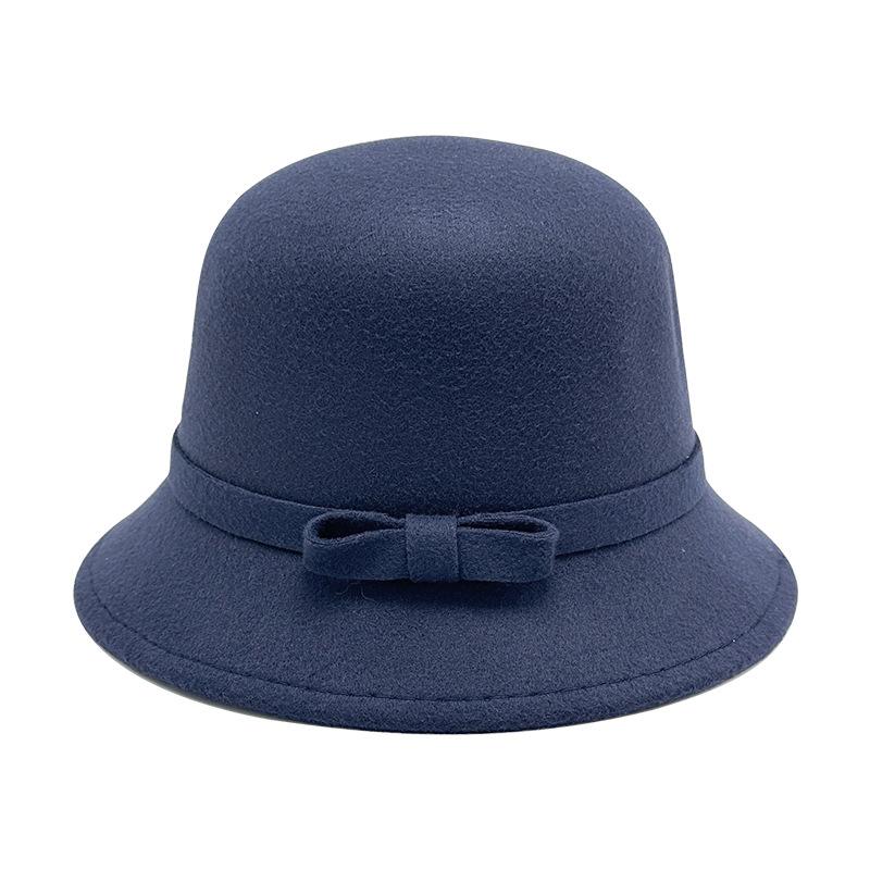 Autumn and Winter Simple Woolen Top Hat Autumn and Winter Dome Elegant Bucket Hat Versatile Senior Sense Retro Basin Hat Women
