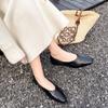 French Elegant Pointed Toe Gentle Evening Shoes Slip-On Low Heel Commuter Flat Shoes