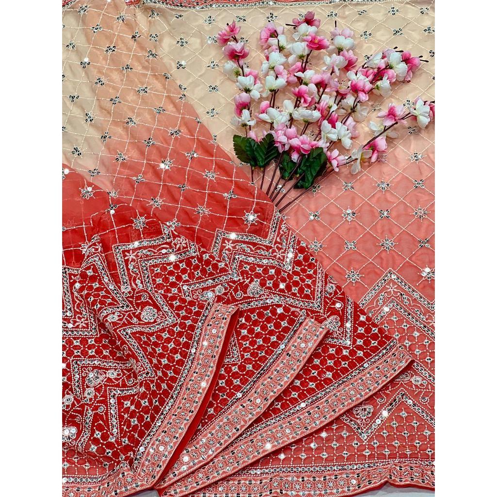 Luxury Partywear Embroidery Work Saree – Heavy Designer Sequence Glow Edition