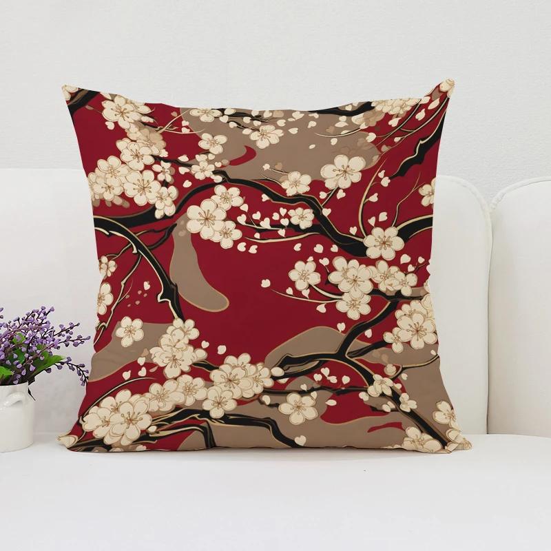 Cushion Covers for Decorative Cushions Japanese Cherry Blossom Pillowcases for Pillows 45x45 Luxury Cushion Cover Pillow Cases