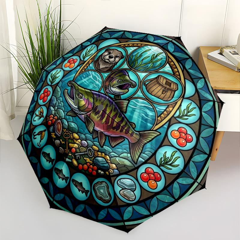 Festival Symbols pattern umbrella, portable and foldable design, 8 ribs, a casual accessory for Halloween, Christmas, and birthday gifts.