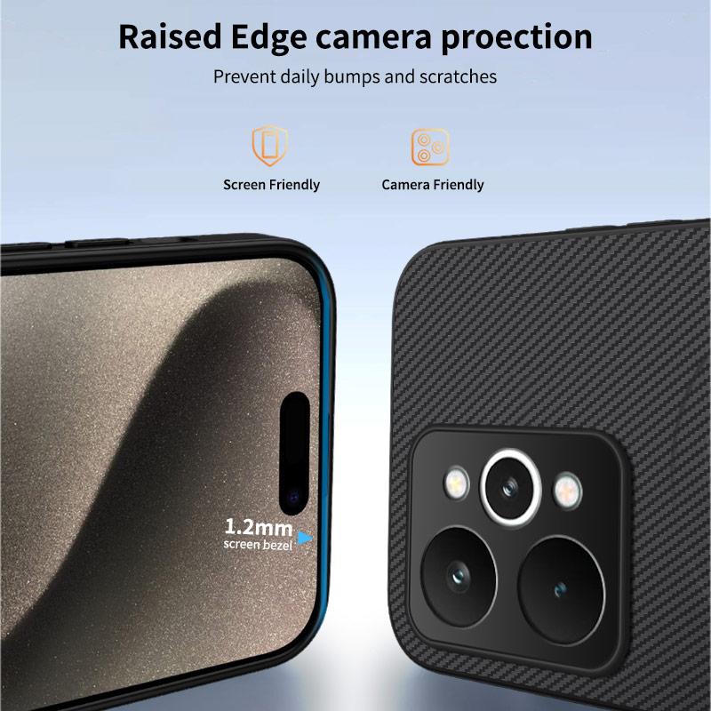 For Realme 15 5G Case Compatible with MagSafe WANLONFENG TQ Series Carbon Fiber Texture PC TPU Phone Cover
