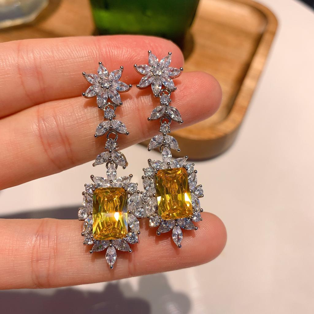 Color Simulation Jewelry, Fashionable Exaggerated Yellow Diamond Pink Diamond Women'S Goods