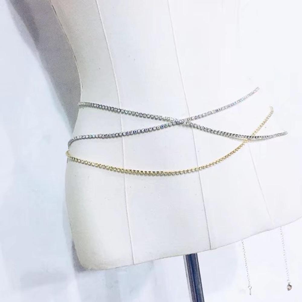 Sexy Fashion Shiny Water Drill Claw Chain Waist Chain for Women Summer Bikini Belly Dance Body Chain Jewelry Accessories Gifts