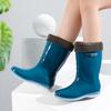 Women's Rain Shoes Medium and High Tube Waterproof and Wear-resistant Work Rubber Shoes Removable and Velvet Adult Outer Wear Casual Women's Rain Boot