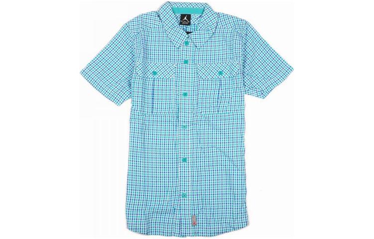 Рубашки Jordan Мужская Синяя С воротником Умеренная Рубашка 467351-102 XL
