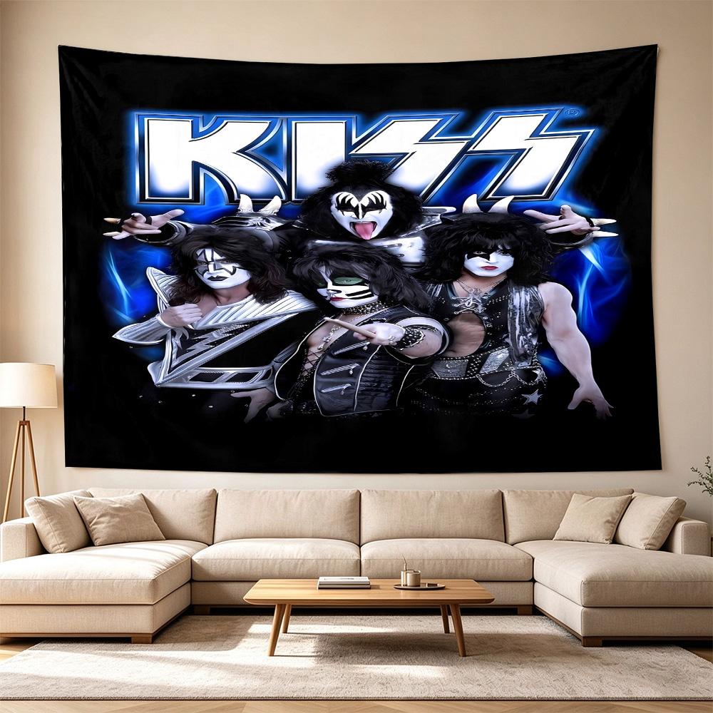 Kiss Band Rock Legends Large Wall Tapestry,Ideal for Office Backdrops, Holiday Gifts, Home Decor (Living Room, Bedroom, Dorm, Parties), and Outdoor Ce