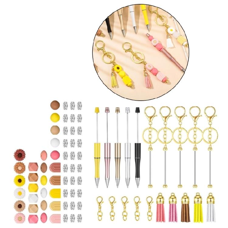 78Pcs Beadable Ballpoint Pen Set DIY Office Stationery Christmas Party Favor