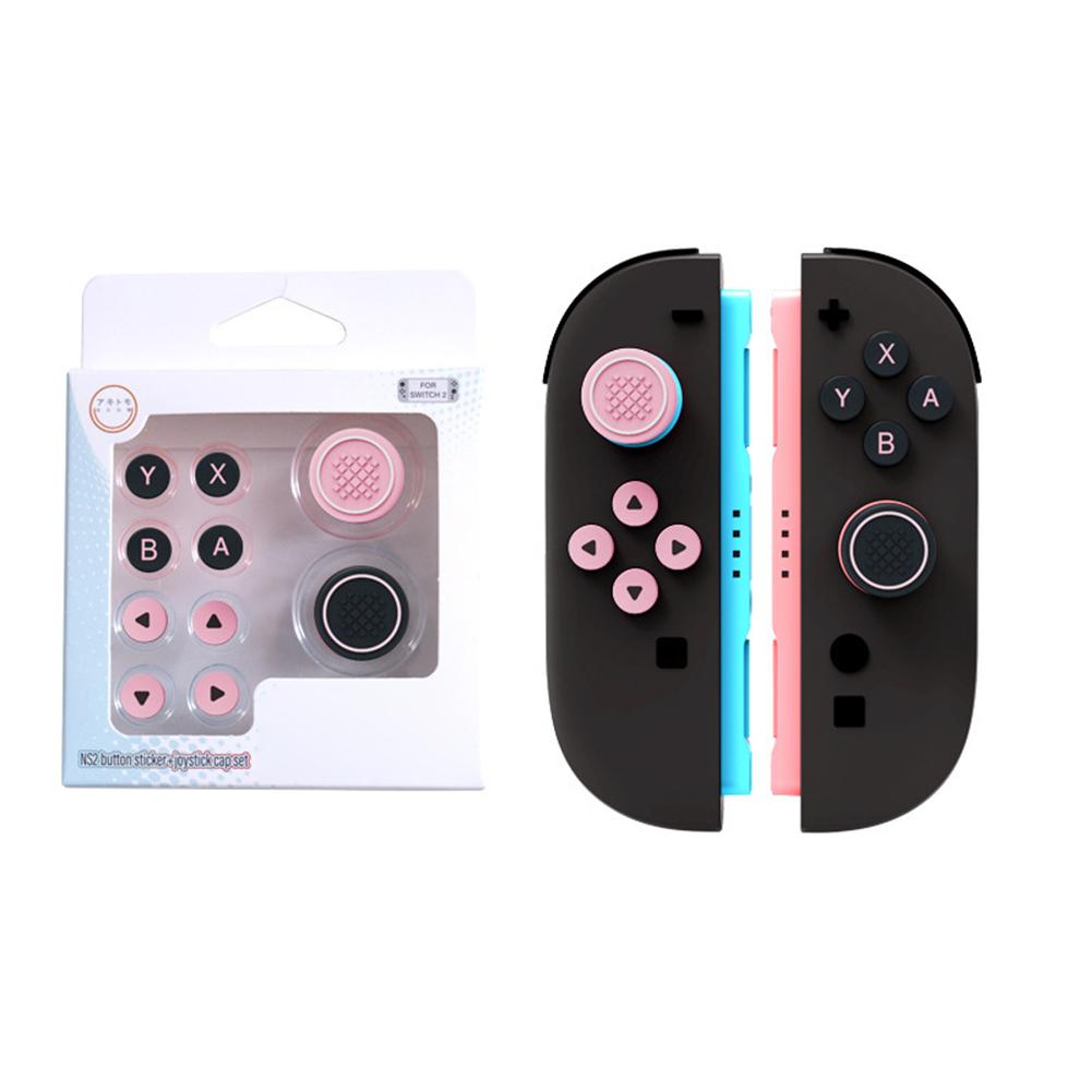For Nintendo Switch 2 Thumb Grip Caps Joystick Caps & ABXY Button Sticker Set for Switch 2 Joycon Game Accessories Kit