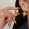 New Enamel Color Flower Stud Earrings Light Luxury Fashion High Sense Retro Commuting Daily Versatile Earrings Women