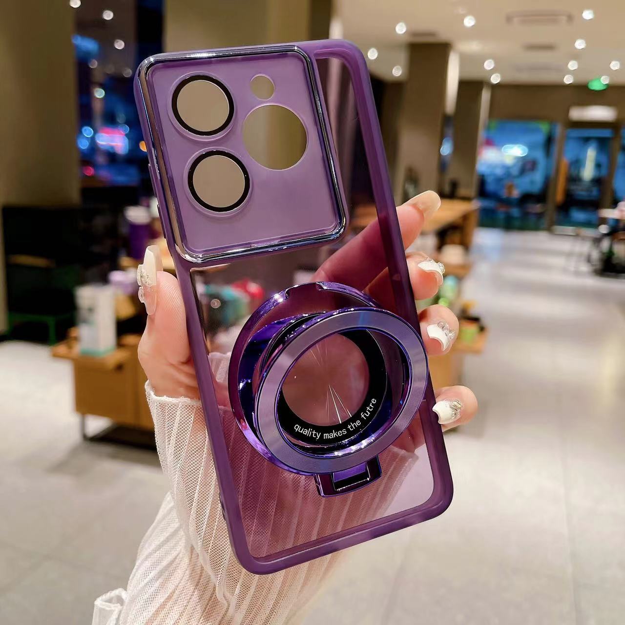 

для Realme 13 Pro Магнитный держатель для кольца Чехол для телефона Funda Realme 13 Realme13 12 11 10 Pro Plus Прозрачный чехол-подставка Realme 12 5G фиолетовый