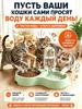 Double bowl station 2 in 1 for several cats, automatic water supply, metal food bowl, large volume, does not turn over, for many pets