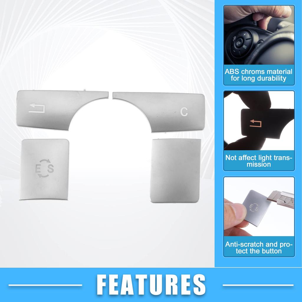 A ABSOPRO Multimedia Radio Button Cover Sticker CD Control Button Cover Fits Mercedes-Benz E Class ABS Silver Tone