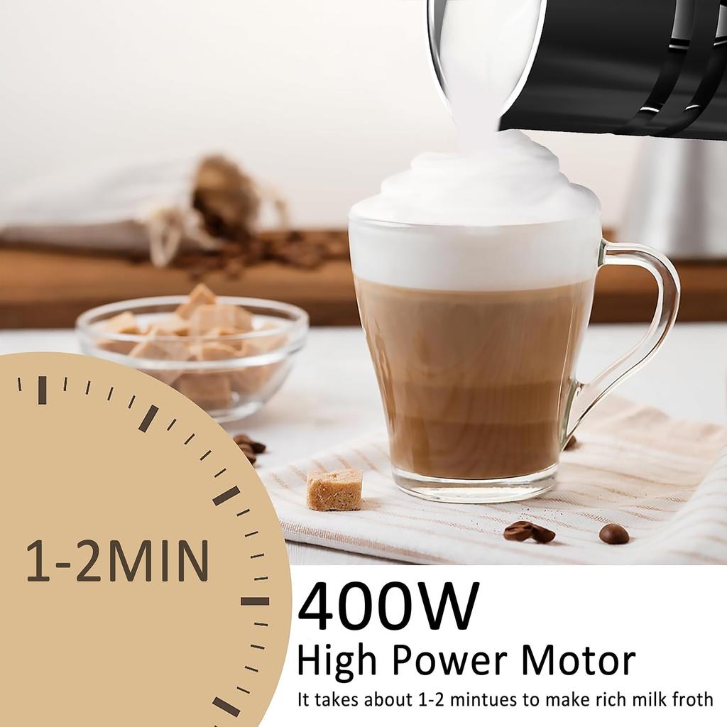 Montalatte e Scaldalatte Elettrico 5-in-1, Montalatte di Grande Capacità, Schiumatore Automatico Caldo e Freddo per Cappuccino, Latte Macchiato, Cioccolata Calda