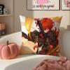 Game Genshin Diluc Cushion Cover Pillowcase Short Plush Invisible zipper Room Sofa Cushion Cover