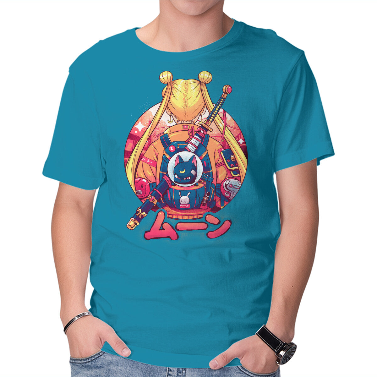 Unisex Crew Neck T-Shirt Winter Moon Graphic Short Sleeve Casual Tee XS
