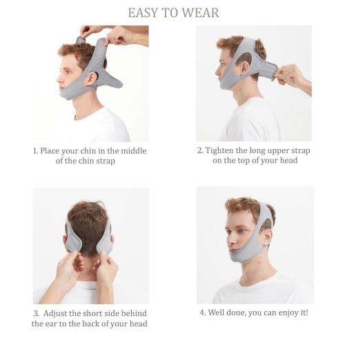Chin Strap for CPAP Users, 2024 Comfortable Anti-Snoring Chin Strap for Snoring, Anti-Snoring Chin Strap for Men and Women, Keeps Your Mouth Closed Wh