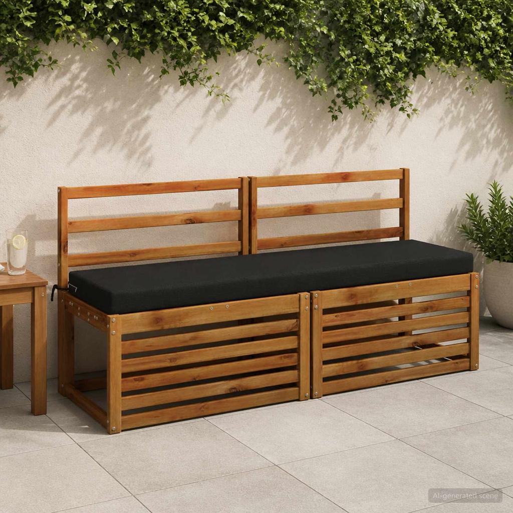 2 piece Bench Cushion Set SOEST 100percent Polyester Black