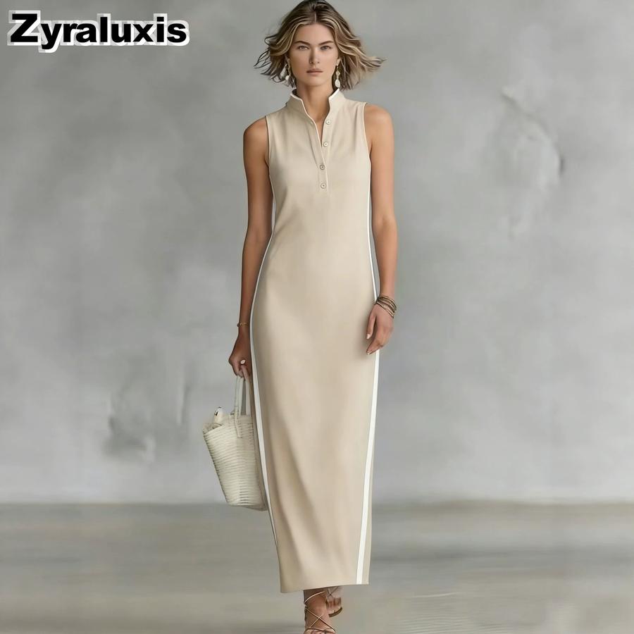 New Style Women's Button-Down Sleeveless Long-Sleeve Slim Fit Dress