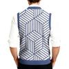 Vestă Cardigan Tricotată fără Mâneci cu Gât în V pentru Bărbați