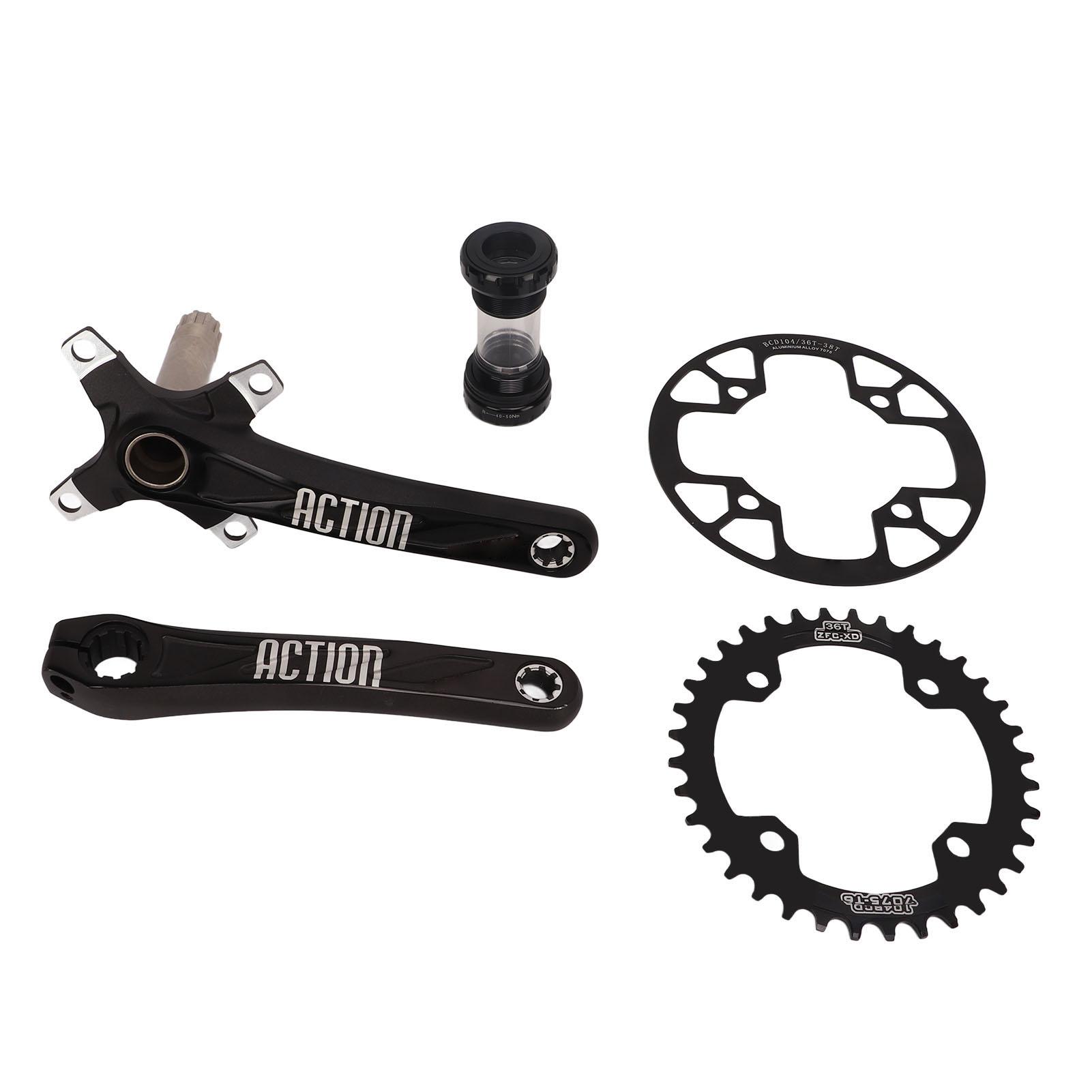 Bike Hollow Crank Set Aluminum Alloy High Strength Crank Chainring Set with Bottom Bracket for Mountain Cycling