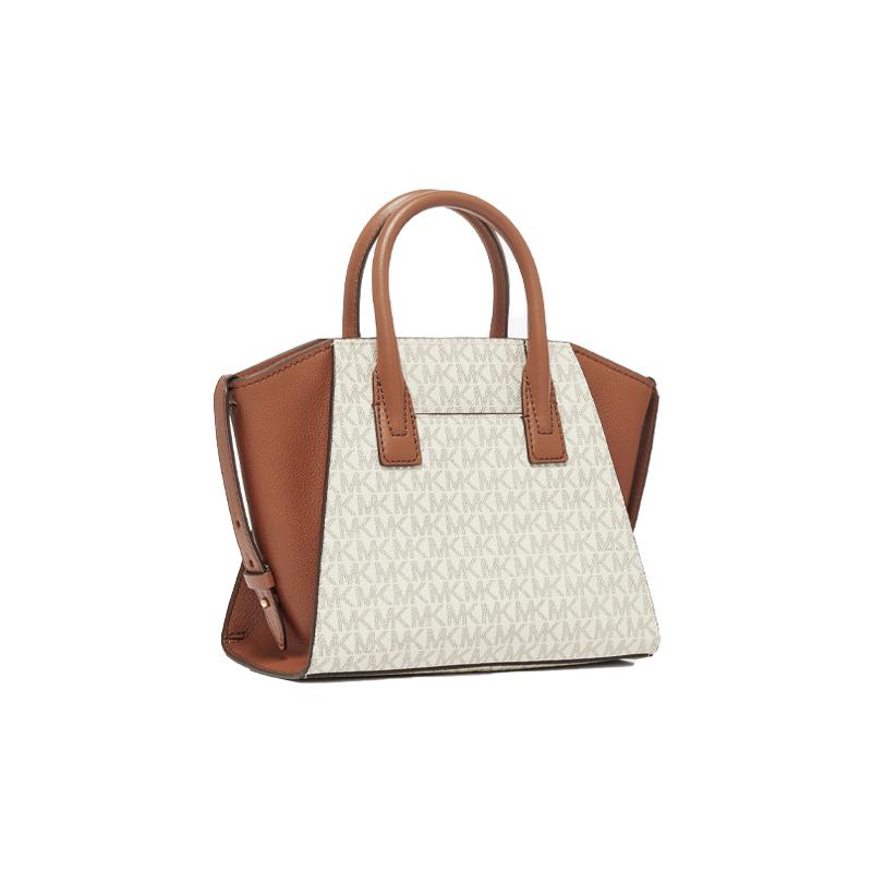 MICHAEL KORS Avril presbyopic letter LOGO commuter cow leather shoulder bag handbag medium size women's vanilla white and acorn brown
