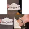 Geometric Zircon Artificial Pearl Bracelet With Silver Finish For Womens Fashion Accessories