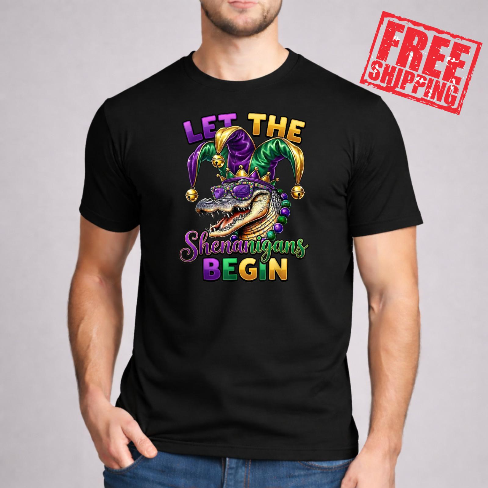 Mardi Gras Let The Shenanigans Begin Funny Alligator Unisex T-Shirt S разноцветный