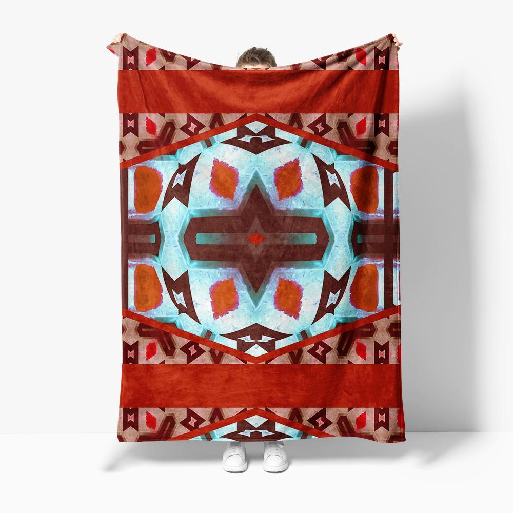 

Boho Tribal Geometric Print Throw Blanket with Abstract Water Splash Design for Sofa Bed Couch Decoration 75x90cm