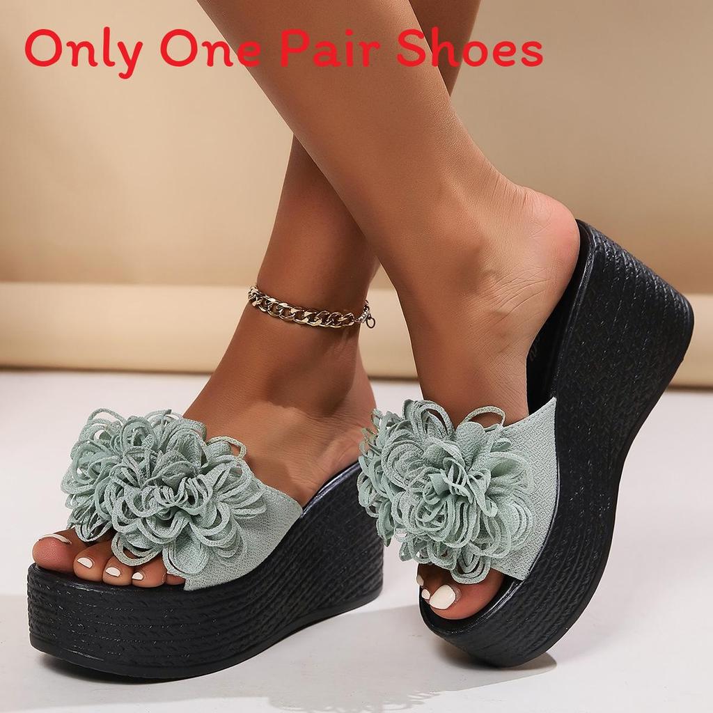 Summer Flat Flower Toe Post Sandals With Rubber Sole For Women