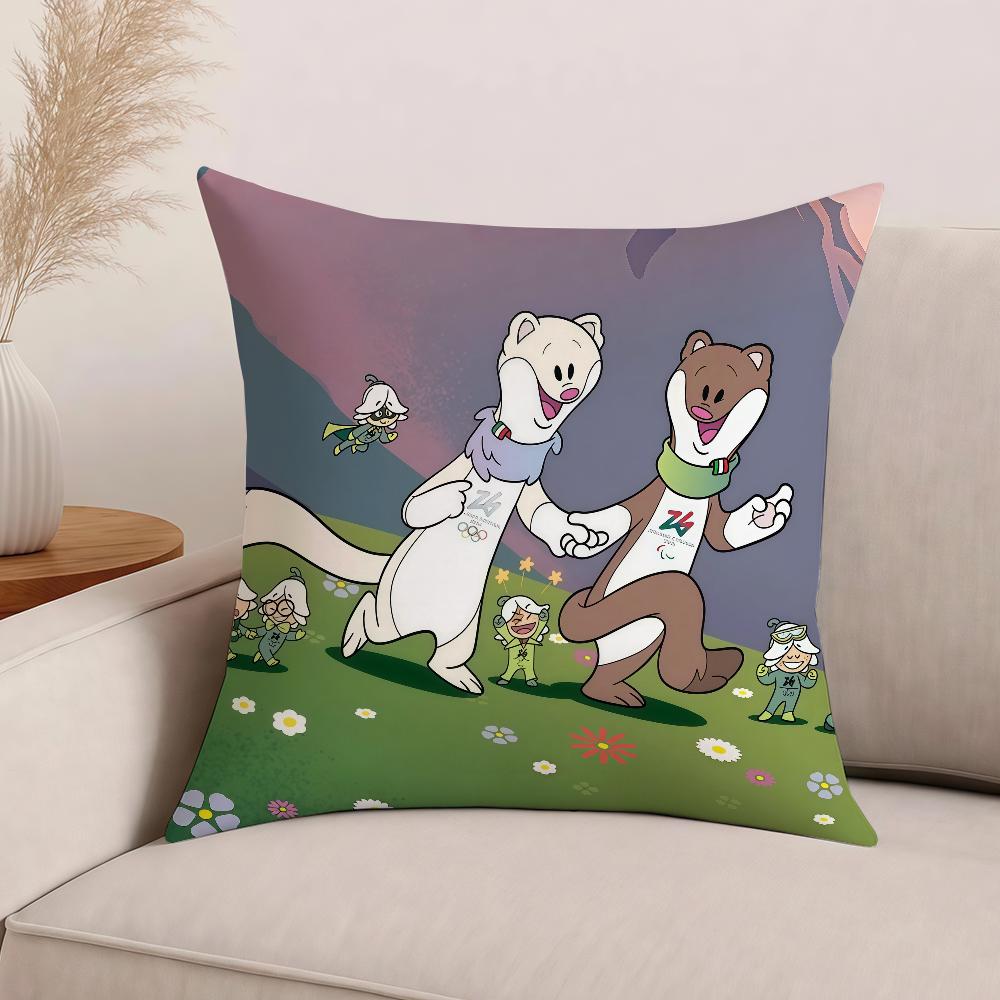 Mascot T-Tina And M-Milo Pillow Case Office Cushions Suitable For Sofa Car Bedroom Decorative Cushion Cover