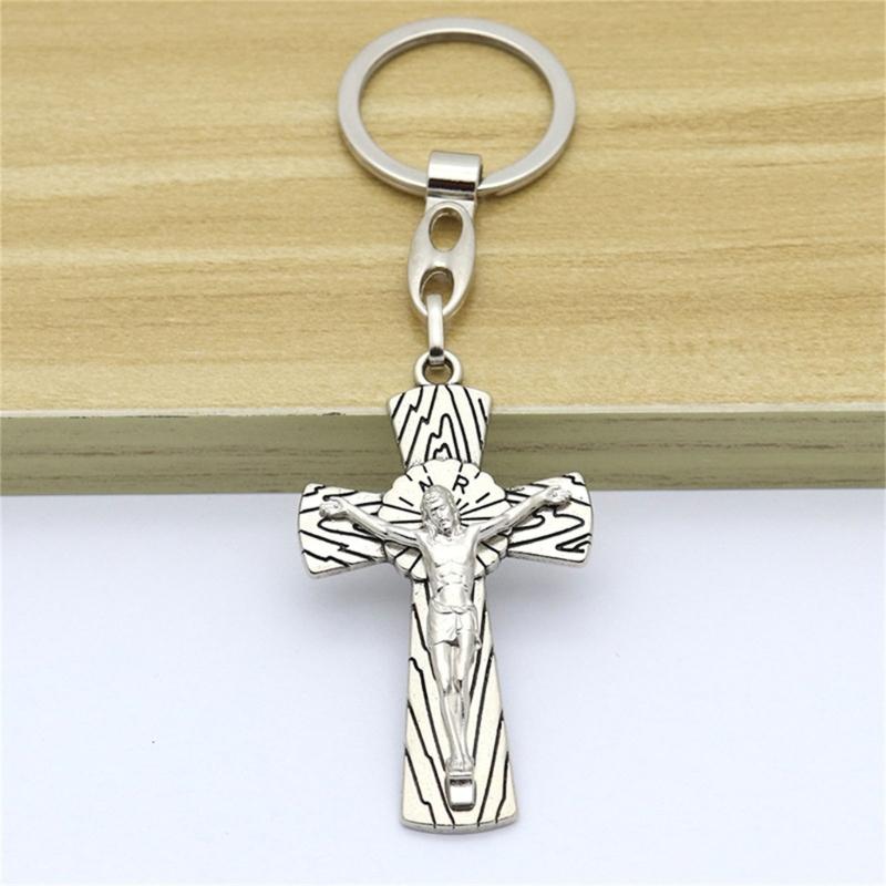 Cross Keychains Key Rings Religious KeyChains For DIY Car Hanging Simple Jewelry Handmade Gift