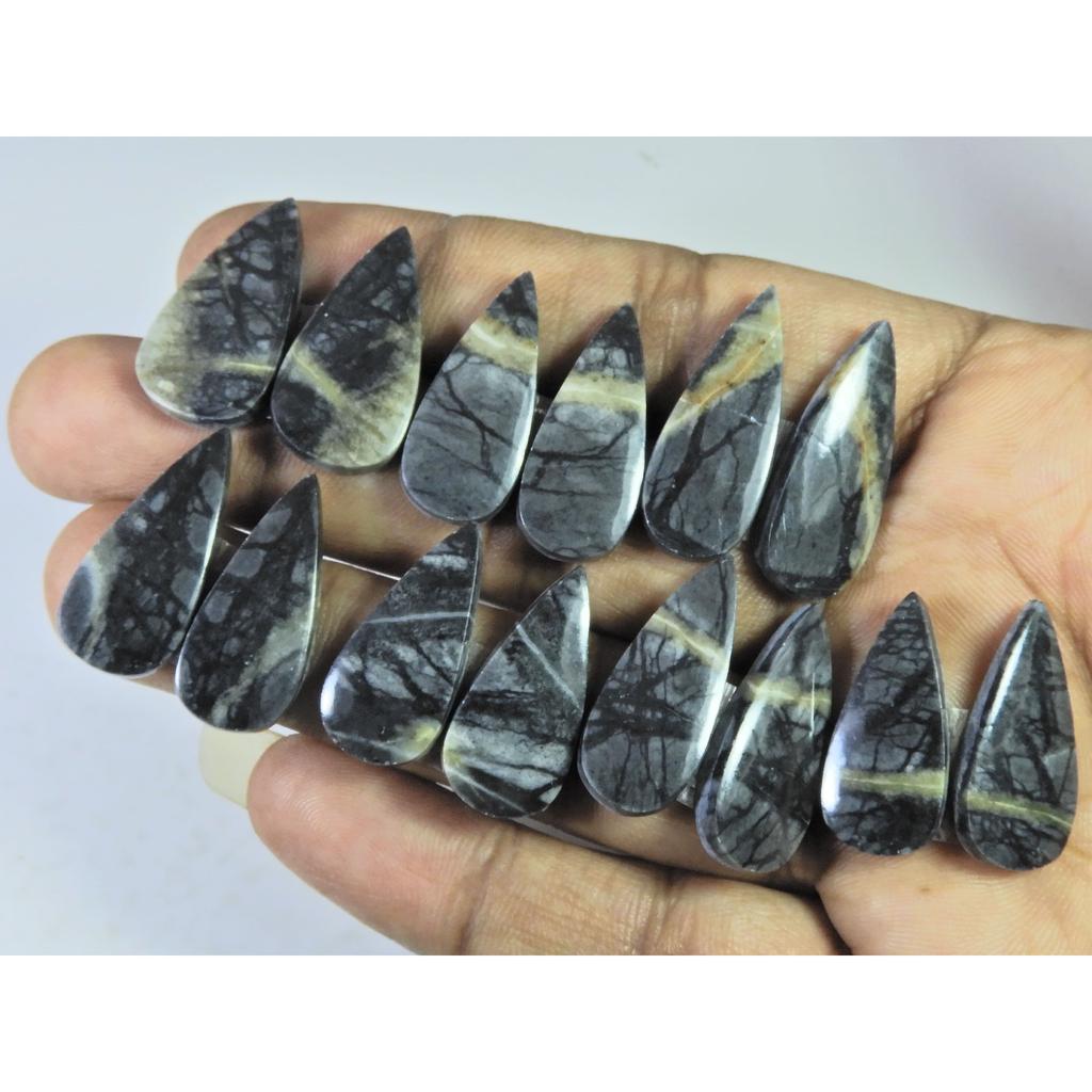Natural Picasso Jasper Matched Pair Pear Cabachon Loose Gemstone 07Pair Lot C-2743