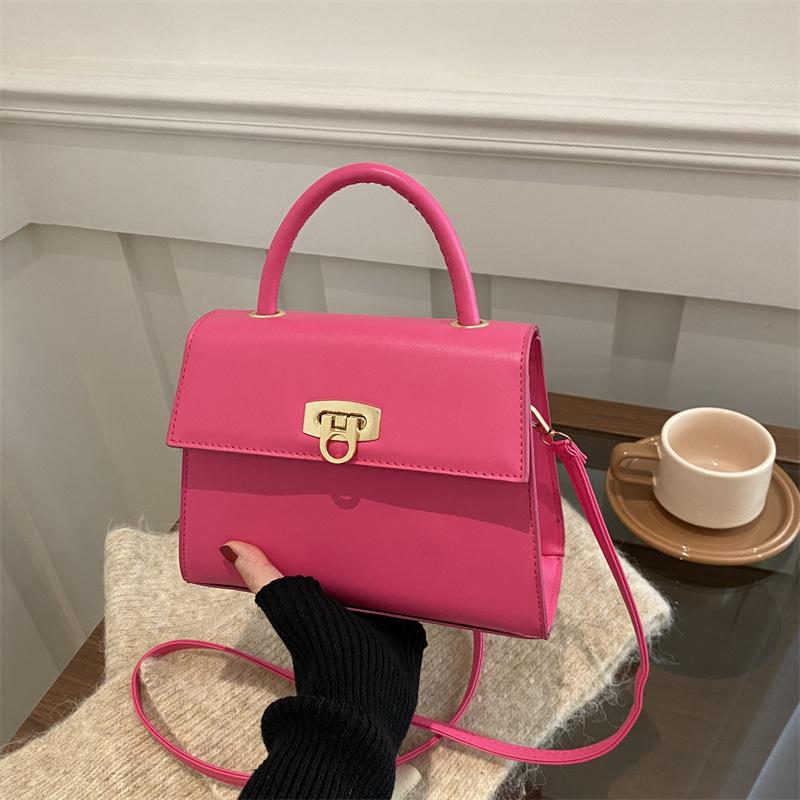 Textured small square bag chain, foreign style women's bag, women's fashion solid color shoulder messenger bag