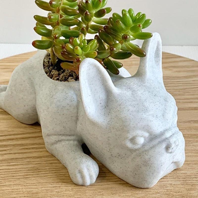 Creative Puppy Statue Flower Pot Resin Decoration Succulent Flower Pot Home Office Desktop Garden Decoration 10x5x3.5cm