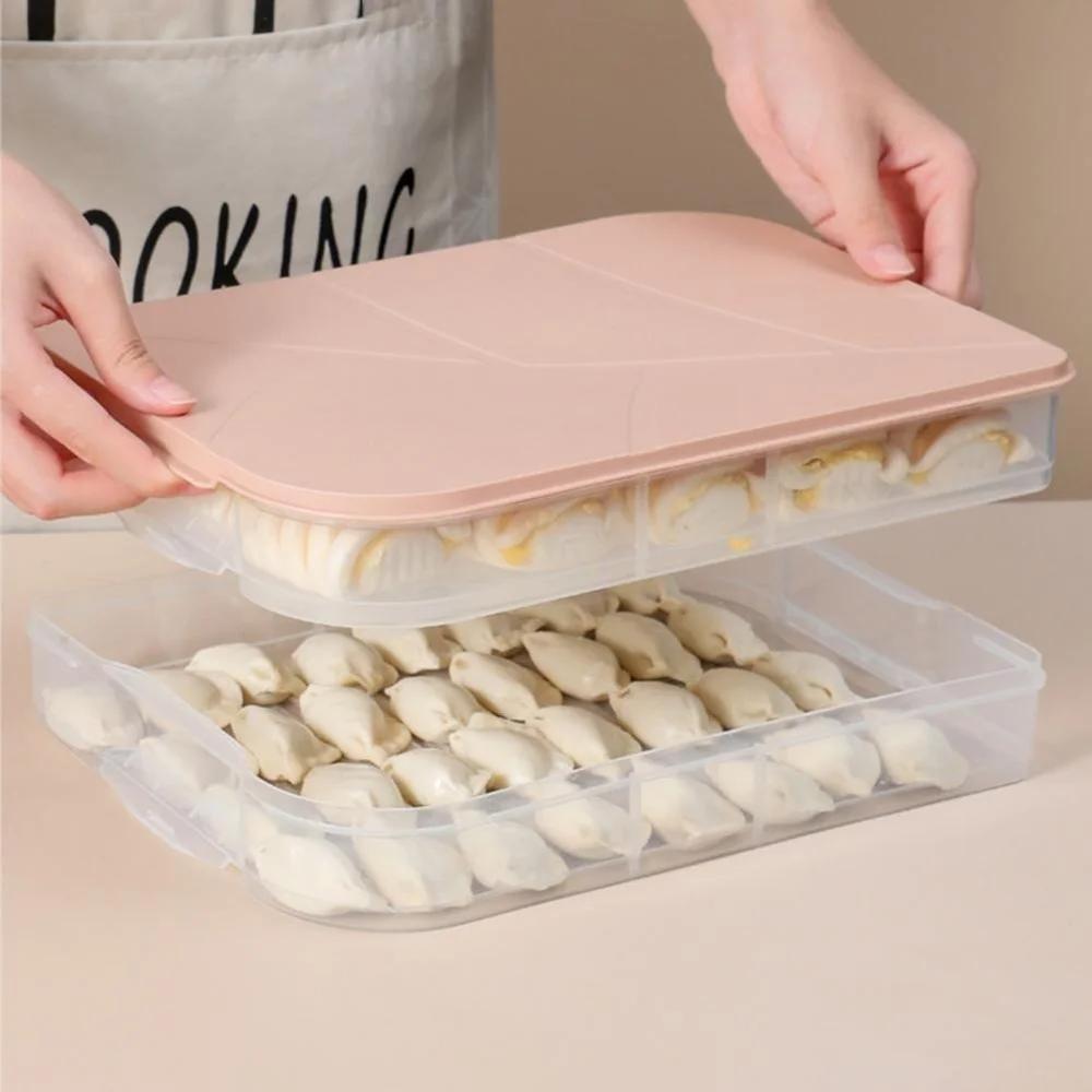 Stackable Plastic Case Food Preservation Tray with Lid Multi - Layer Refrigerator Dumplings Box Kitchen Storage Organizer