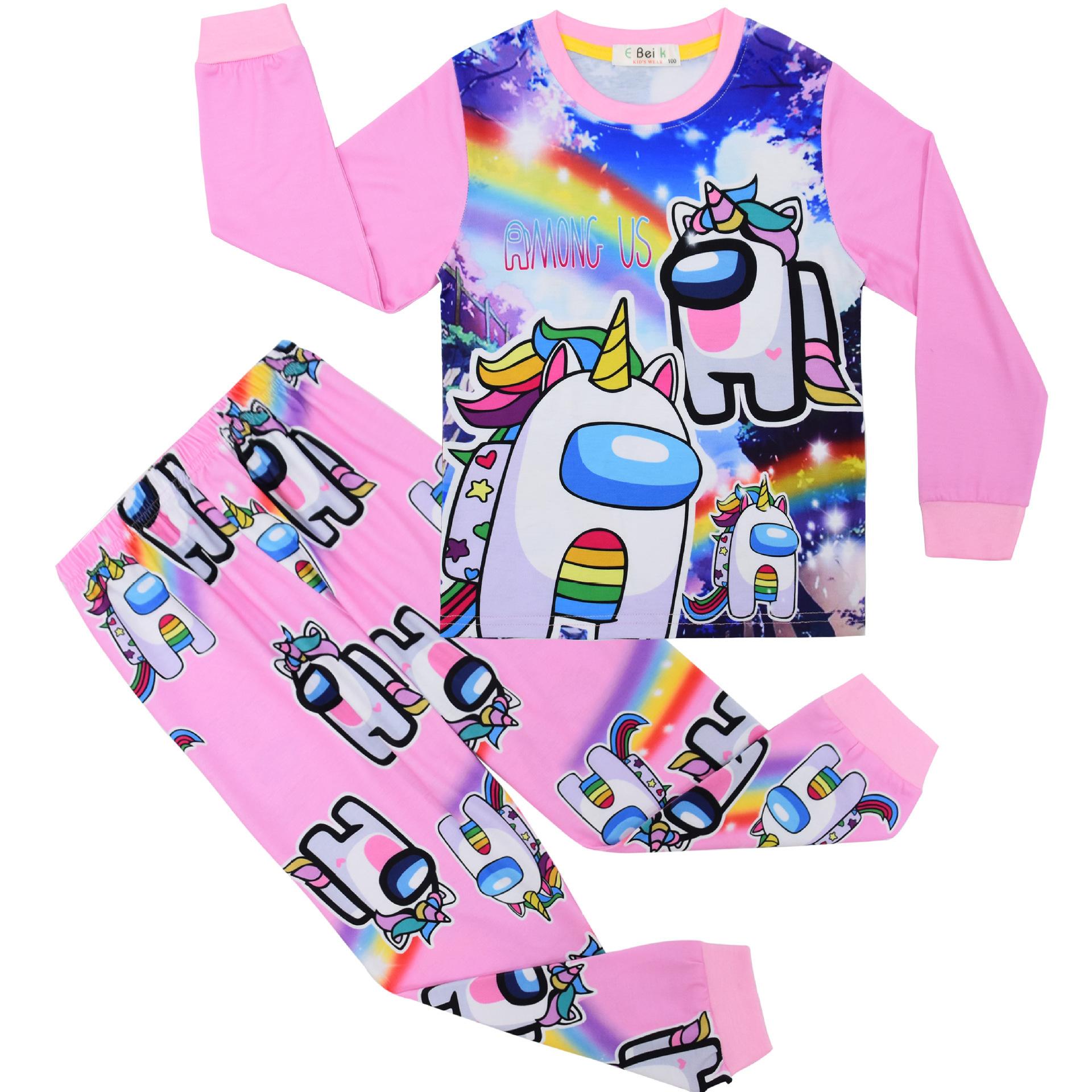 

Cartoon Digital Printing Medium And Large Girls Loungewear Set Long-Sleeved Two-Piece Pajamas 598 110