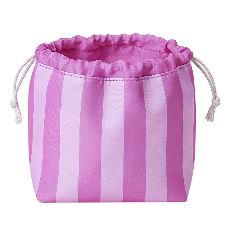 Large Capacity Cute Makeup Bag with Drawstring - Large Striped Travel Toiletry Bag Cosmetic Wash Storage Bag for Women