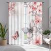 Wildflower Butterfly Print Curtains Polyester Fabric Perfect Bedroom Living Room Decoration Curtain For Made Of Machine Washable