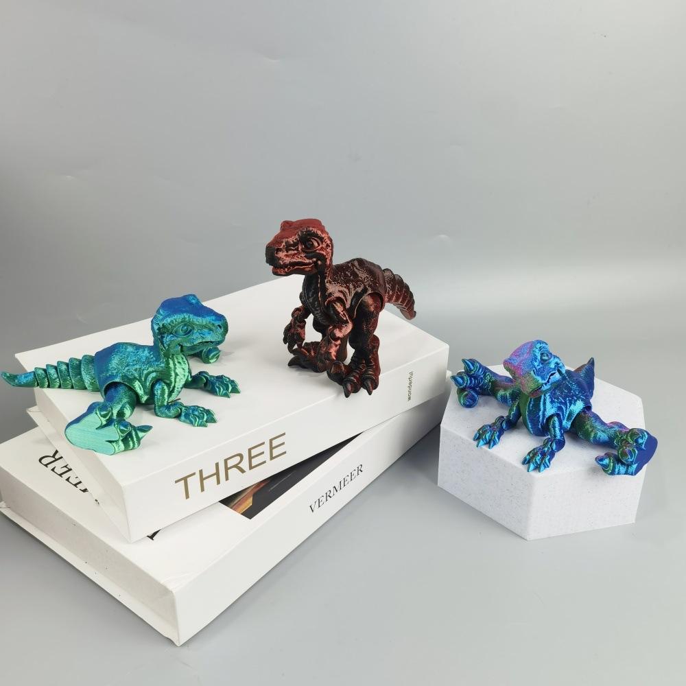 3D Printing Jurassic Tyrannosaurus Rex Triceratops Velociraptor Toy Simulation Dinosaur Animal Figure Joint Movable Boy Gift