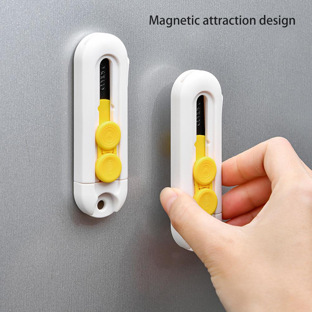 Magnetic Mini Box Cutter Paper Cutter Portable Folding Knife Pocket Knife Replaceable Blade Opening Envelope Carton